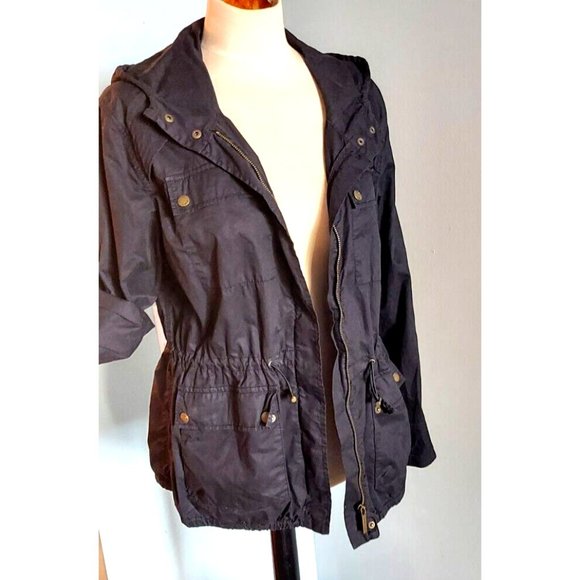 Womens Michael Kors Anorak Lightweight Anorak Parka Jacket Hooded Black Size M - Picture 8 of 9